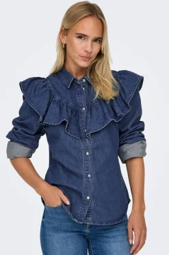 Only Camisa denim con volante^Mujer Camisas Y Blusas