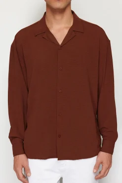 Trendyol Camisa flu&iacute;da manga larga^Hombre Camisas