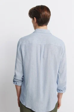 Springfield Camisa lino viscosa bolsillos^Hombre Lino|Camisetas