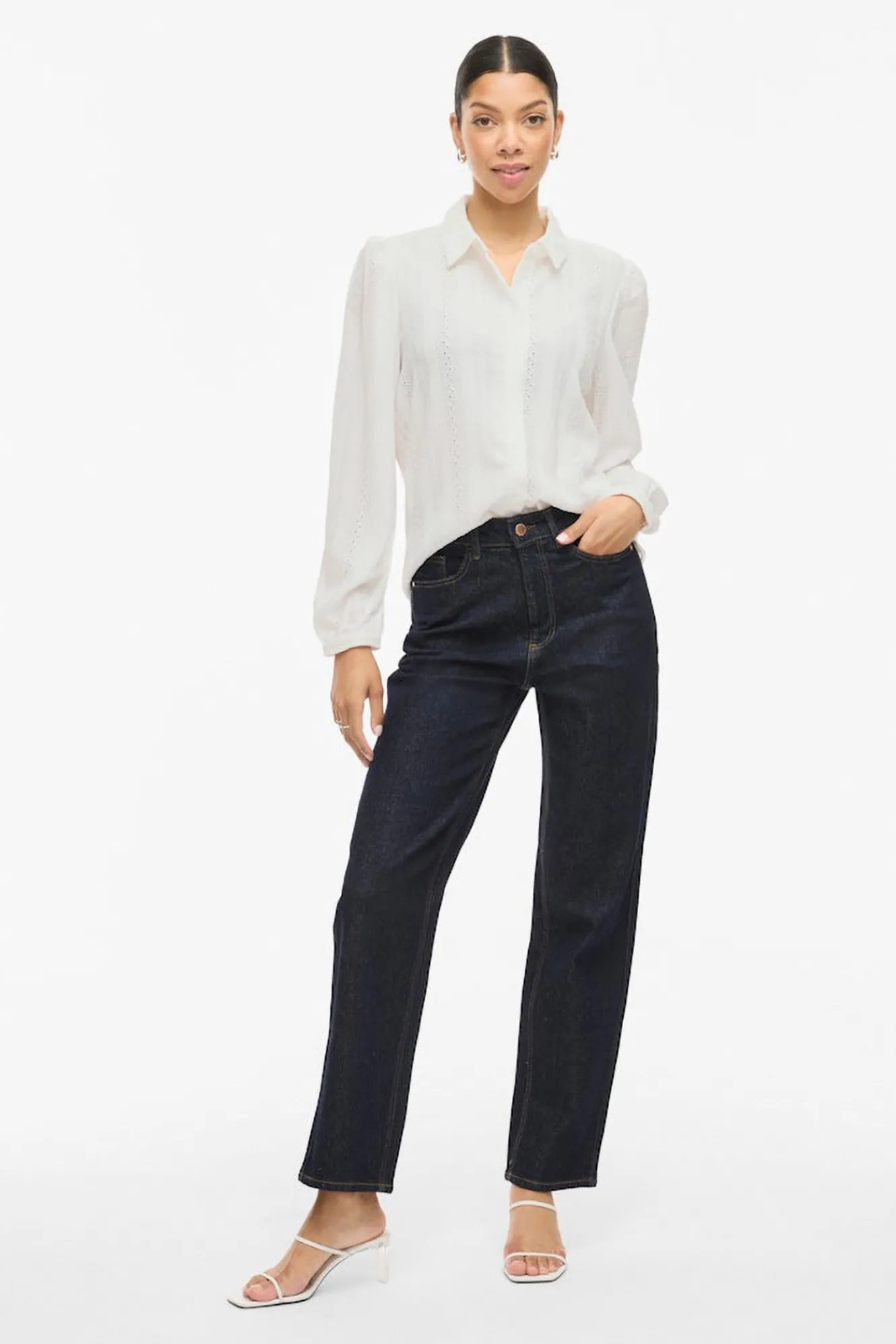 Vila Camisa manga larga con bordado inglés^Mujer Camisas Y Blusas