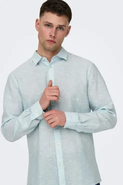 Only & Sons Camisa manga larga lino^Hombre Camisas|Lino