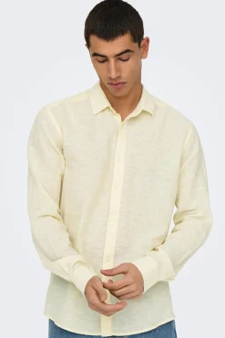 Only & Sons Camisa manga larga lino^Hombre Camisas|Lino