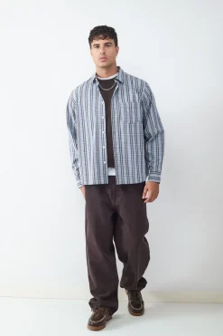 Balmohk Camisa manga larga oversize bolsillo^Hombre Camisas