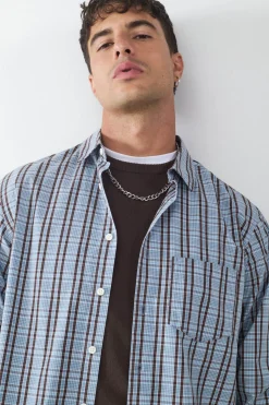 Balmohk Camisa manga larga oversize bolsillo^Hombre Camisas