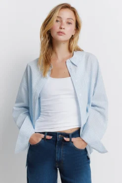 Springfield Camisa oversize rayas^Mujer Camisas Y Blusas