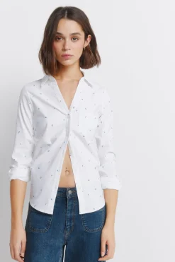 Springfield Camisa Oxford escote pico algodón^Mujer Camisas Y Blusas