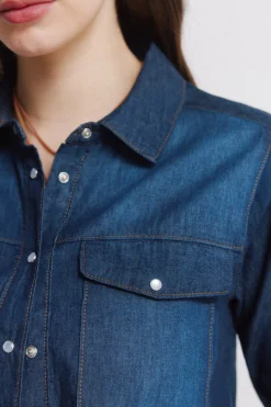 Springfield Camisa vaquera bolsillos algod&oacute;n^Mujer Camisas Y Blusas