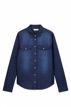 Springfield Camisa vaquera bolsillos algod&oacute;n^Mujer Camisas Y Blusas