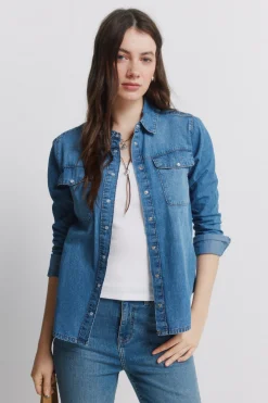 Springfield Camisa vaquera bolsillos algod&oacute;n^Mujer Camisas Y Blusas