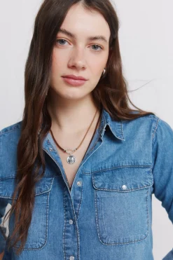 Springfield Camisa vaquera bolsillos algod&oacute;n^Mujer Camisas Y Blusas