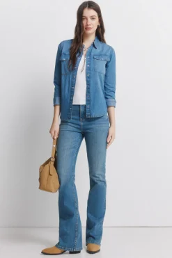 Springfield Camisa vaquera bolsillos algod&oacute;n^Mujer Camisas Y Blusas