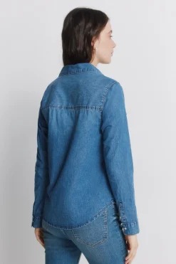 Springfield Camisa vaquera bolsillos algod&oacute;n^Mujer Camisas Y Blusas