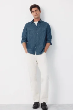 Cortefiel Camisa vaquera chambray manga larga^Hombre Camisas