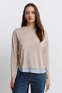 Springfield Camiseta combinada botones lateral^Mujer Camisetas