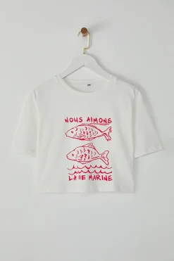 Trendyol Camiseta corta texto^Mujer Camisetas