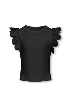 Only Girls Camiseta de canalé con volantes bordados^Niños Camisetas