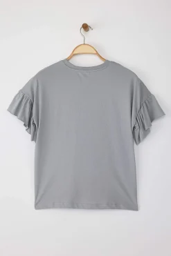 Trendyol Camiseta de manga corta volantes^Mujer Camisetas