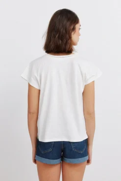 Springfield Camiseta escote uve lace^Mujer Camisetas