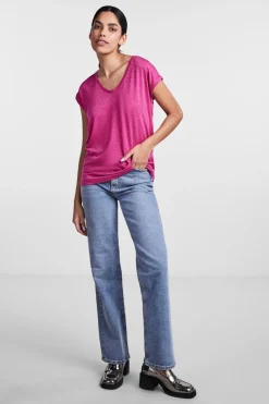 Pieces Camiseta lurex pico^Mujer Camisetas