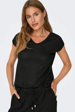 Only Camiseta manga corta de lurex^Mujer Camisetas