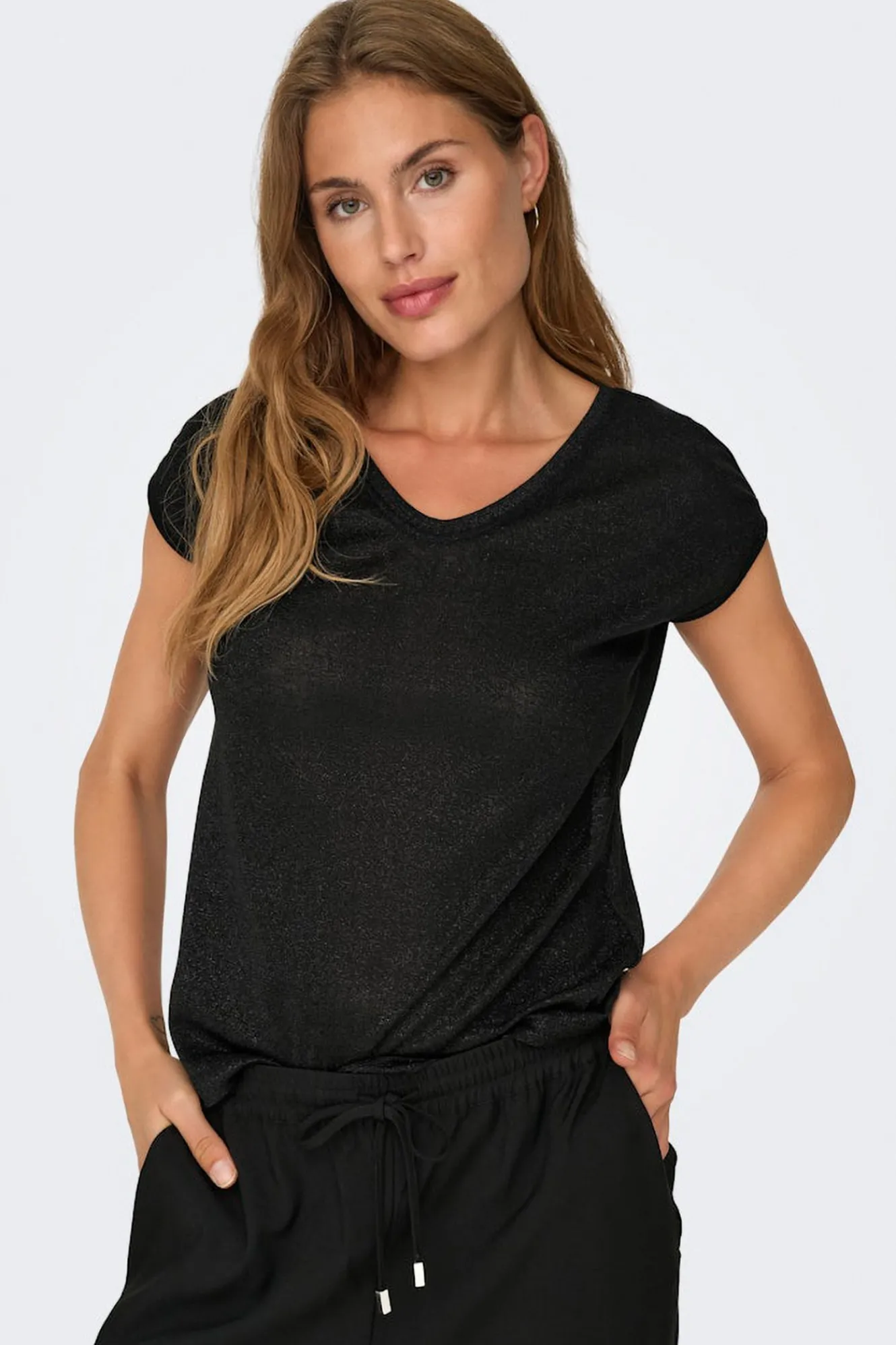 Only Camiseta manga corta de lurex^Mujer Camisetas