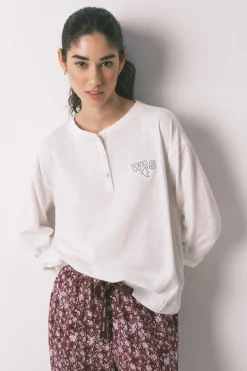 Women'secret Camiseta manga larga 100% algod&oacute;n blanca^Mujer Pijamas