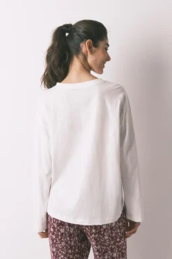 Women'secret Camiseta manga larga 100% algod&oacute;n blanca^Mujer Pijamas