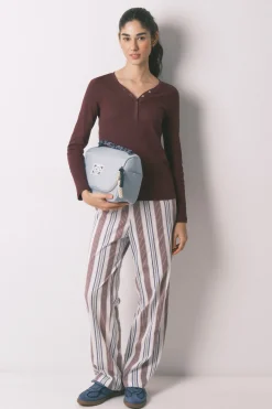 Women'secret Camiseta manga larga algod&oacute;n canal&eacute; granate^Mujer Pijamas