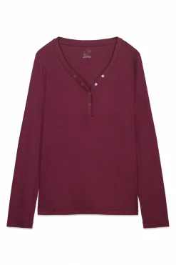 Women'secret Camiseta manga larga algod&oacute;n canal&eacute; granate^Mujer Pijamas