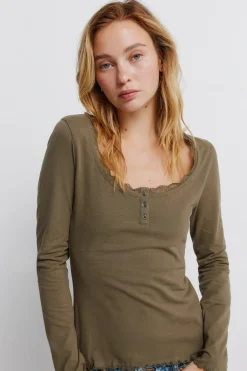 Springfield Camiseta manga larga lace^Mujer Camisetas