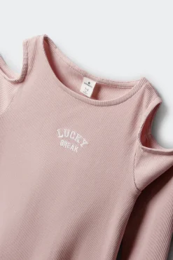 Springfield Kids Camiseta manga larga rib hombro descubierto ni&ntilde;a^Niños Camisetas