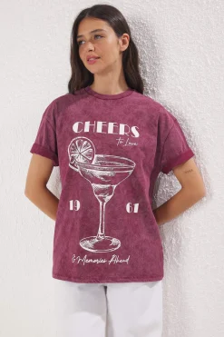 Trendyol Camiseta oversize manga corta^Mujer Camisetas