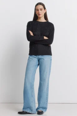 Springfield Camiseta tachas delantero^Mujer Camisetas