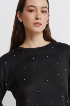 Springfield Camiseta tachas delantero^Mujer Camisetas