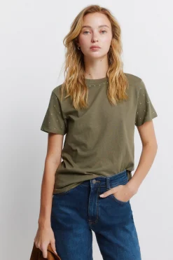 Springfield Camiseta tachas manga corta^Mujer Camisetas