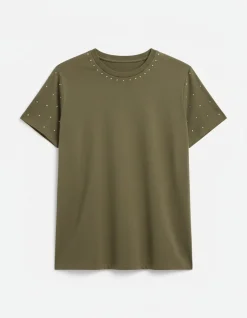 Springfield Camiseta tachas manga corta^Mujer Camisetas