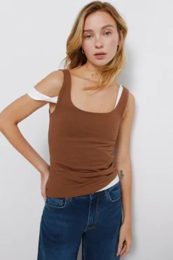 Springfield Camiseta tirantes doble tejido^Mujer Camisetas|Basic Bar