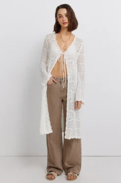 Springfield Cardigan largo pointelle^Mujer Jerséis Y Cárdigans