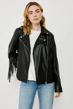 Vila Cazadora biker de polipiel con flecos^Mujer Chaquetas