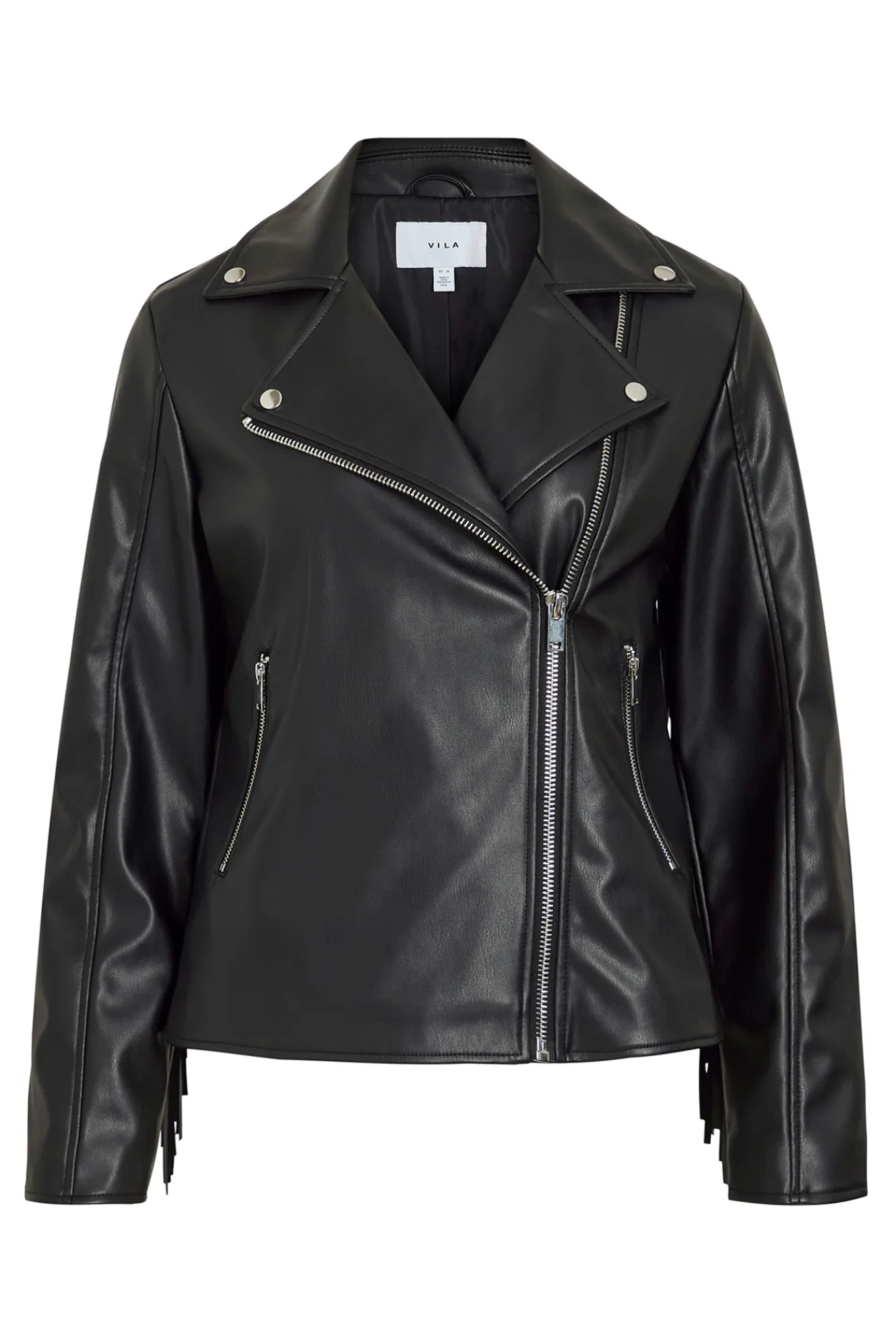 Vila Cazadora biker de polipiel con flecos^Mujer Chaquetas
