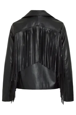 Vila Cazadora biker de polipiel con flecos^Mujer Chaquetas