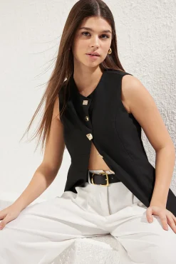 Trendyol Chaleco abotonado sin mangas^Mujer Camisetas