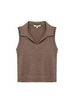 Koton Chaleco de corte est&aacute;ndar con cuello polo^Mujer Jerséis Y Cárdigans|Basic Bar