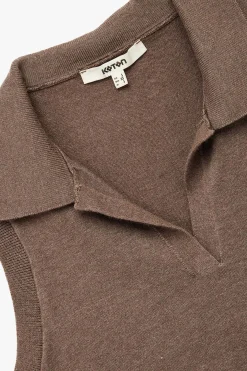 Koton Chaleco de corte est&aacute;ndar con cuello polo^Mujer Jerséis Y Cárdigans|Basic Bar