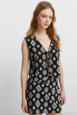 Springfield Chaleco estampado étnico^Mujer Chaquetas|Jerséis Y Cárdigans