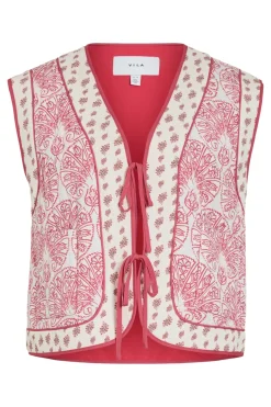 Vila Chaleco guateado estampado con lazos^Mujer Chaquetas|Chalecos