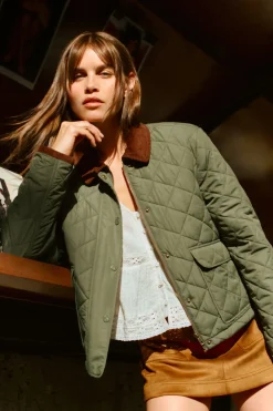 Springfield Chaqueta corta acolchada cuello pana^Mujer Chaquetas