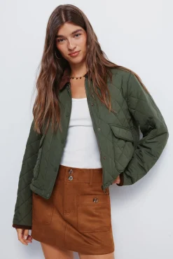 Springfield Chaqueta corta acolchada cuello pana^Mujer Chaquetas