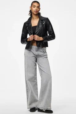 Pieces Chaqueta de piel tipo biker^Mujer Chaquetas