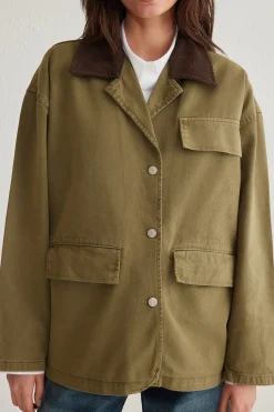 Trendyol Chaqueta oversize cuello pana^Mujer Chaquetas